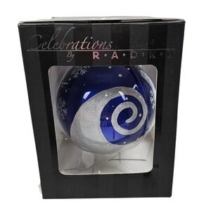 Christopher Radko Celebrations Blue Snowflake Santa Hat Christmas Ornament